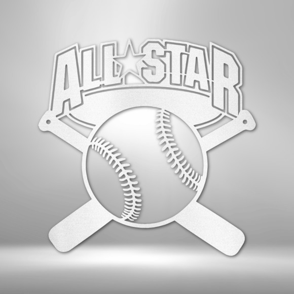 All Star Baseball Fan Steel Sign Laser Cut Powder Coated Home & Office Metal Wal